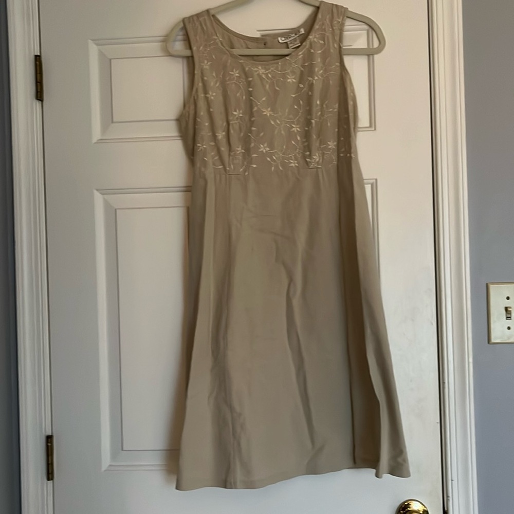 Babydoll tan dress with button down back